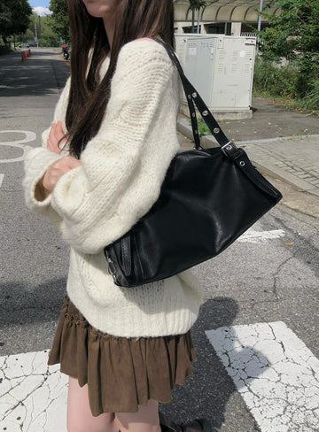 Search Leather Vintage Eyelet Buckle Shoulder Bag